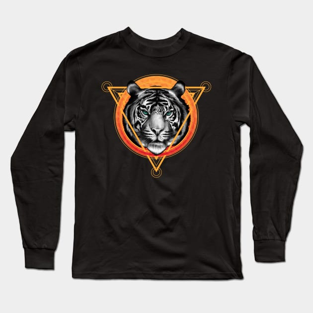 Geometric Tiger Long Sleeve T-Shirt by Sachpica